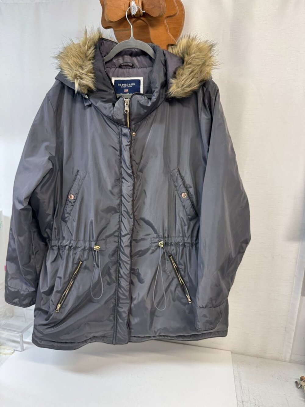 Womans U.S. Polo Assn.Hooded Parka Coat W. Faux Fur trim 1X